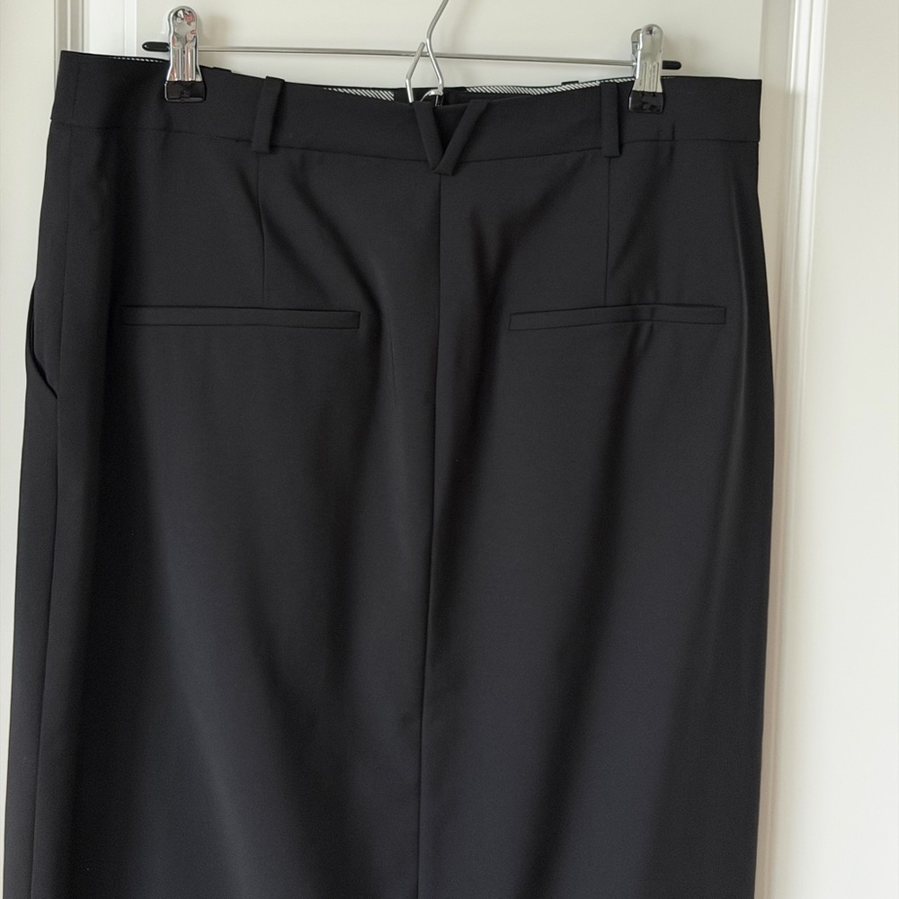 Veronica Beard Maxine Black Wool Blend Front Slit-20” Midi Minimalist Skirt - Picture 11 of 16